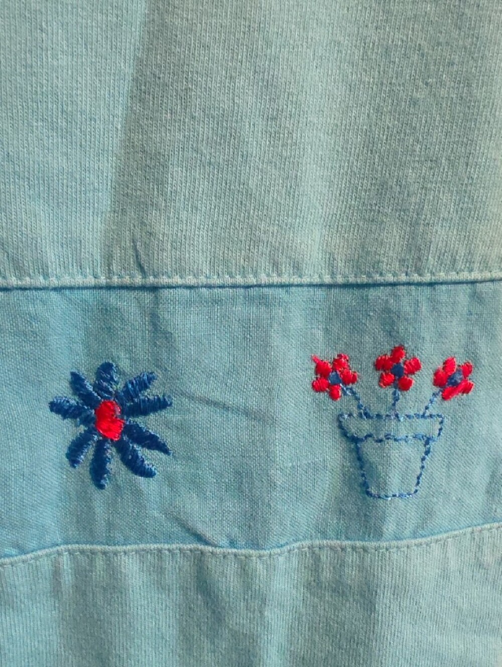 Johnny Was Turquoise Short Sleeve Tee with Multicolor Floral Embroidery - Picture 4 of 8